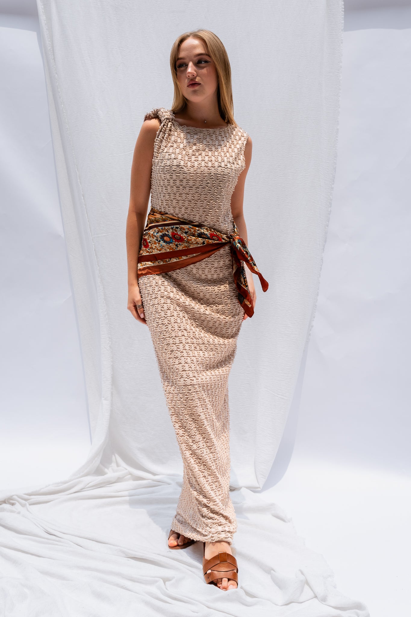 Knot Detail Midi Dress - Elegant, Lightweight & Flattering Fit