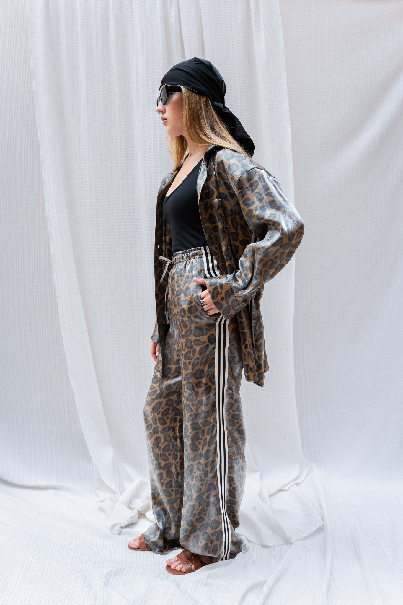 Leopard Print Trousers with Side Strap - Fierce & Stylish Bottoms