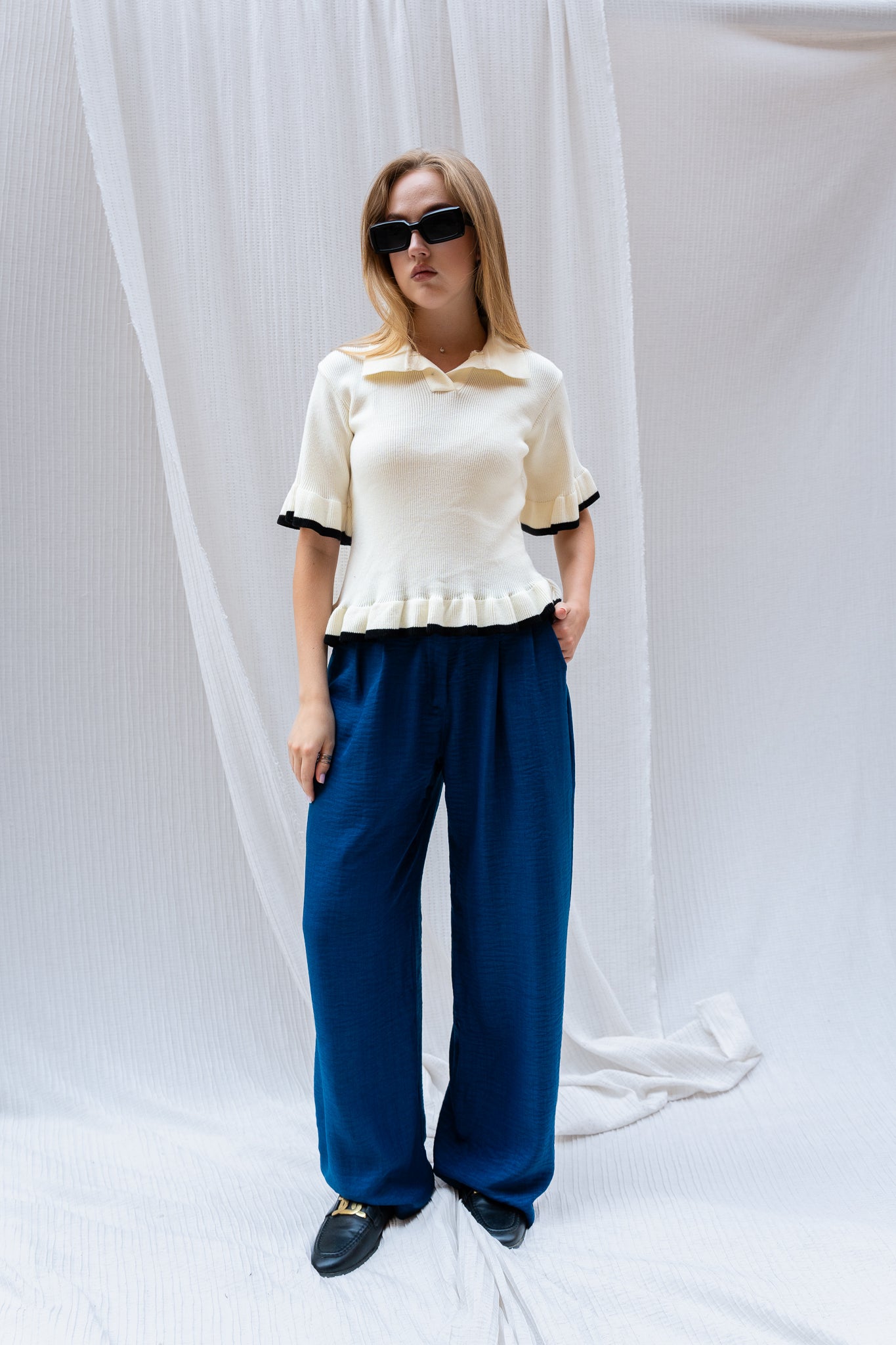 Chic Knitted Half Sleeve Top - Lightweight & Stylish