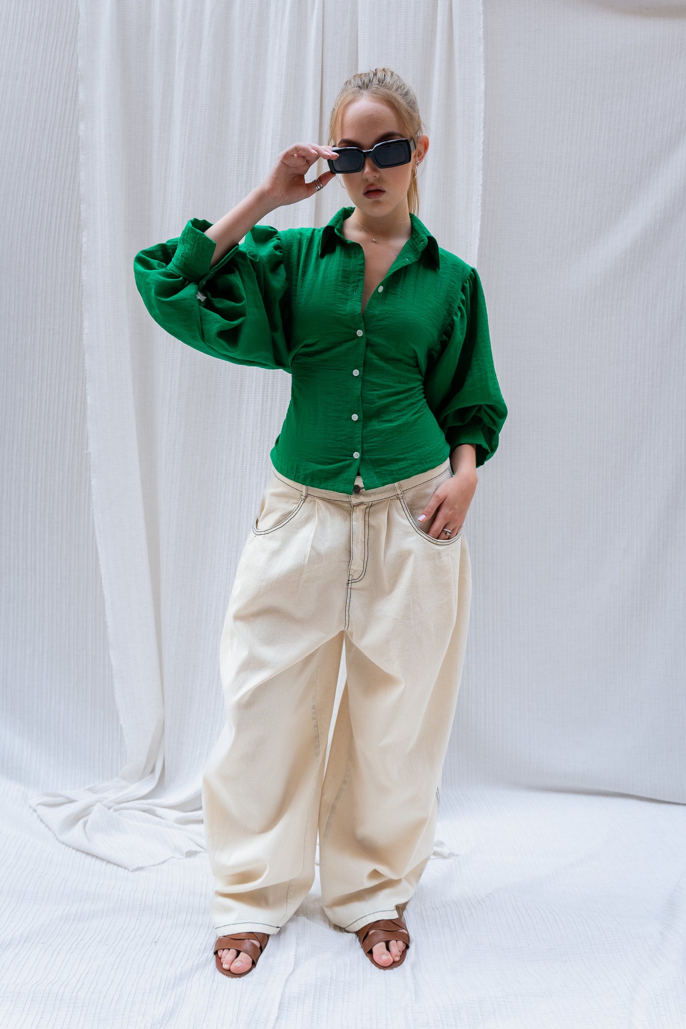 Puffy Sleeve Shirt - Feminine Silhouette with a Classic Touch