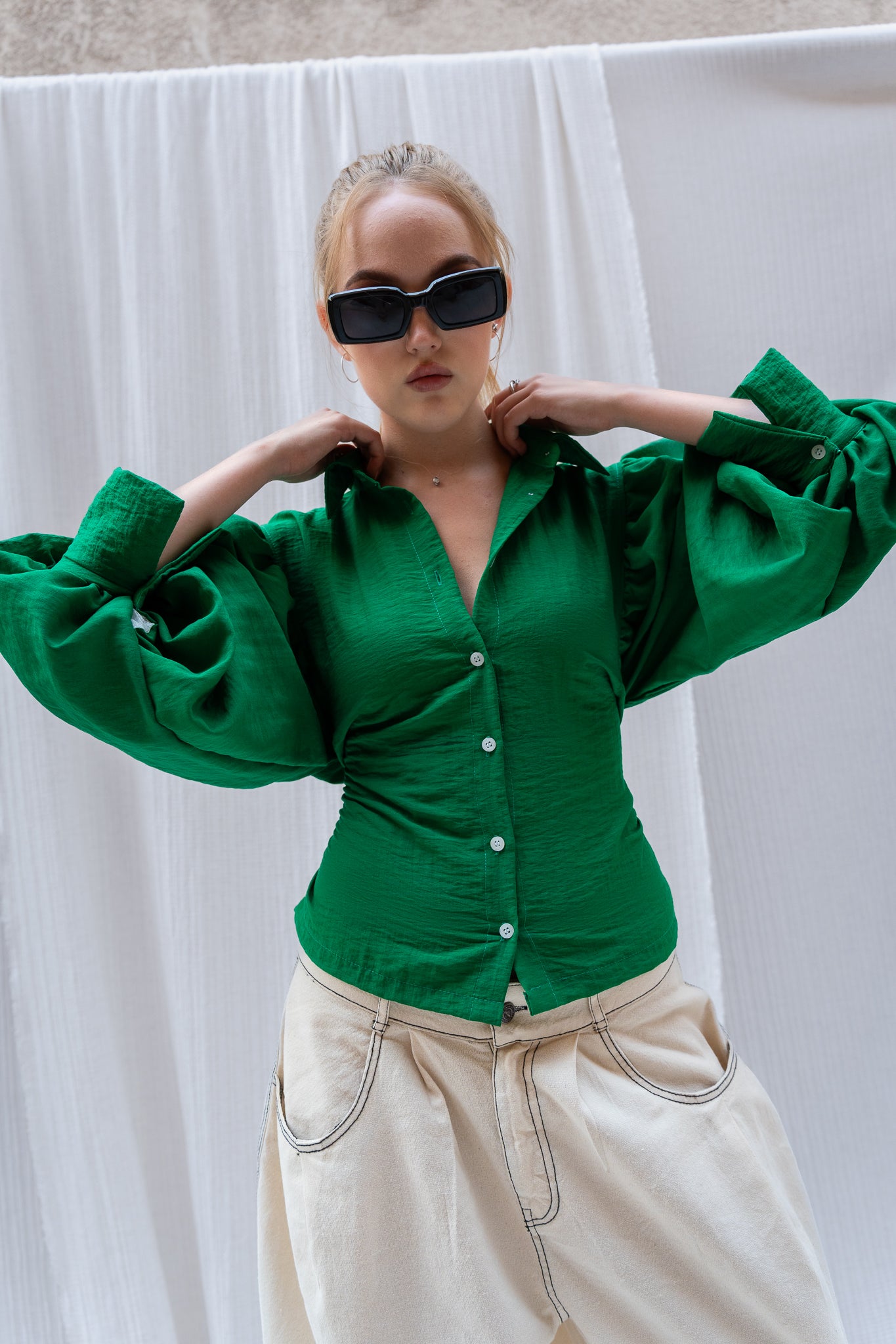 Puffy Sleeve Shirt - Feminine Silhouette with a Classic Touch