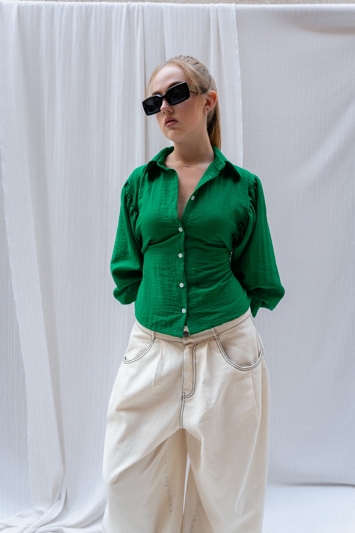 Puffy Sleeve Shirt - Feminine Silhouette with a Classic Touch