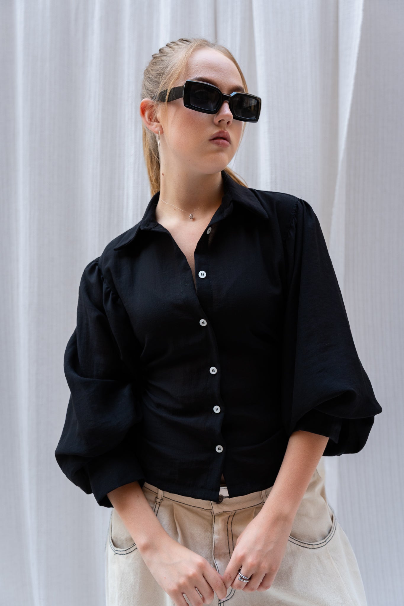 Puffy Sleeve Shirt - Feminine Silhouette with a Classic Touch