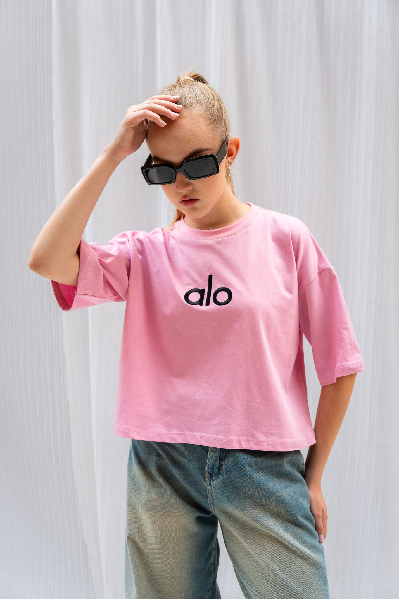Stitched Logo "ALO" Oversized T-shirt