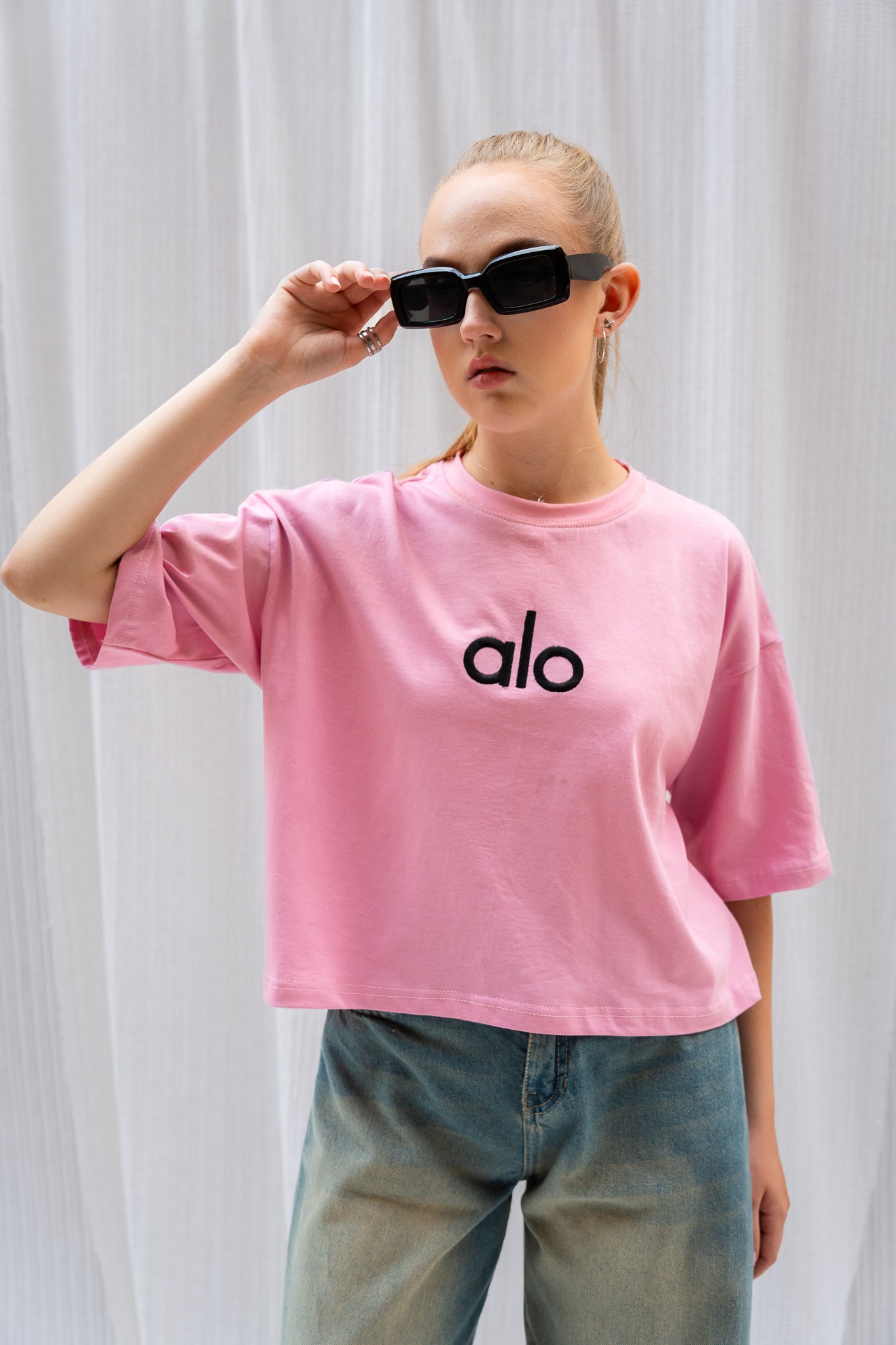 Stitched Logo "ALO" Oversized T-shirt