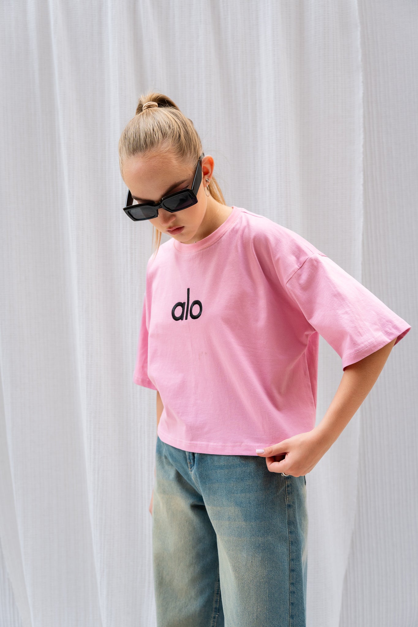 Stitched Logo "ALO" Oversized T-shirt