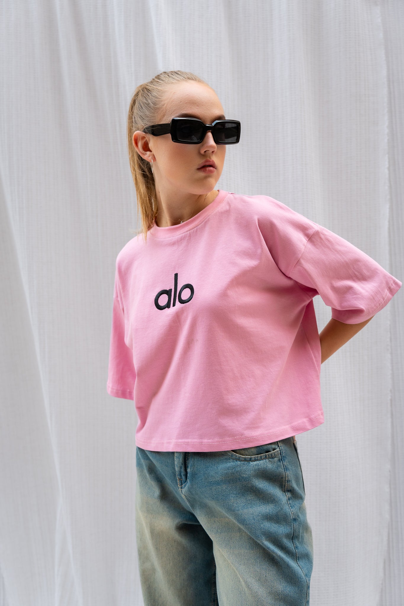 Stitched Logo "ALO" Oversized T-shirt