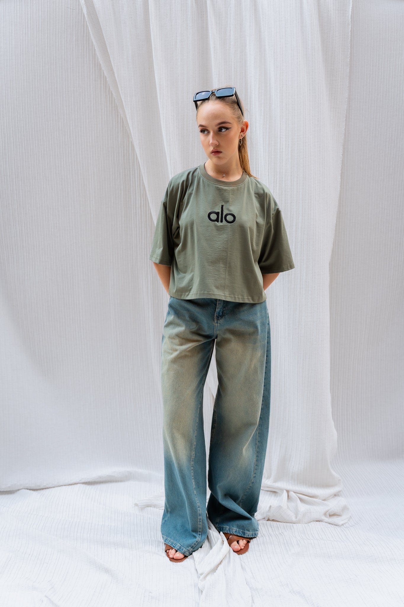Stitched Logo "ALO" Oversized T-shirt