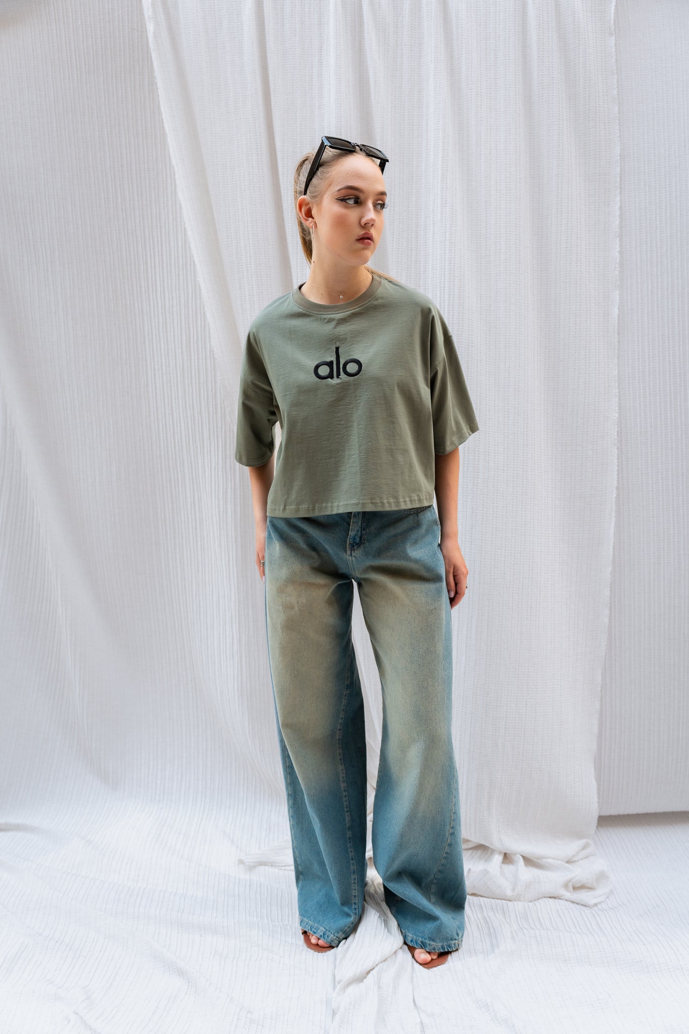 Stitched Logo "ALO" Oversized T-shirt