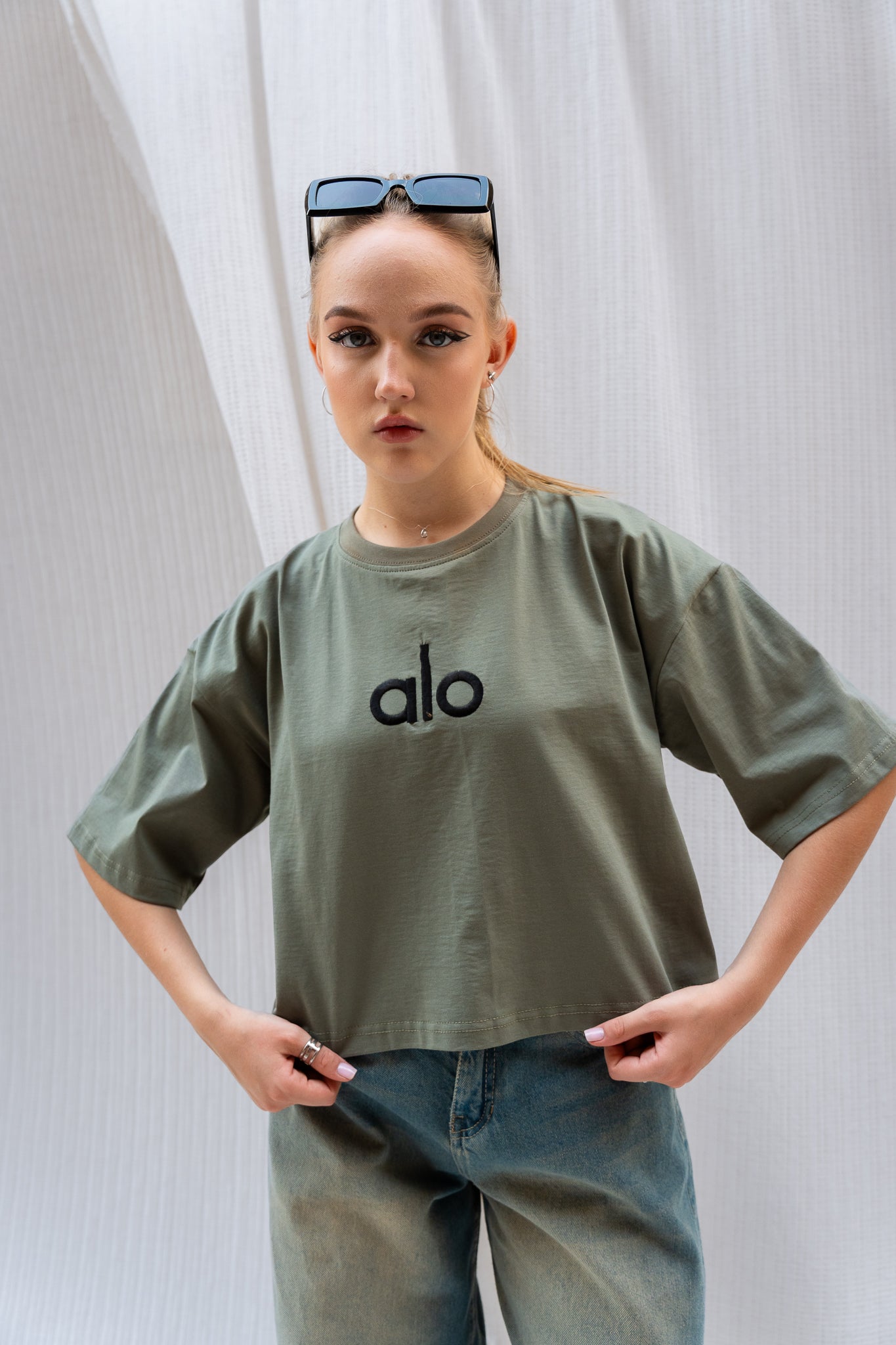 Stitched Logo "ALO" Oversized T-shirt