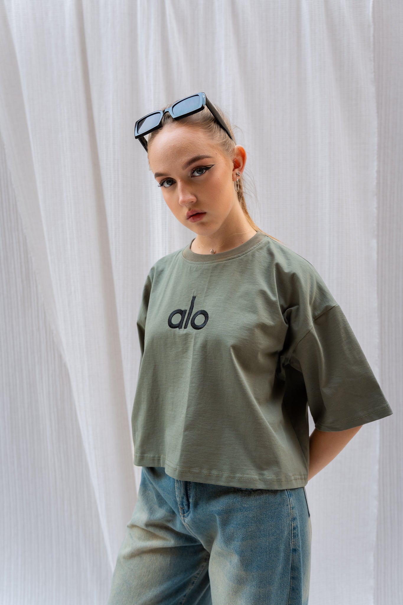 Stitched Logo "ALO" Oversized T-shirt