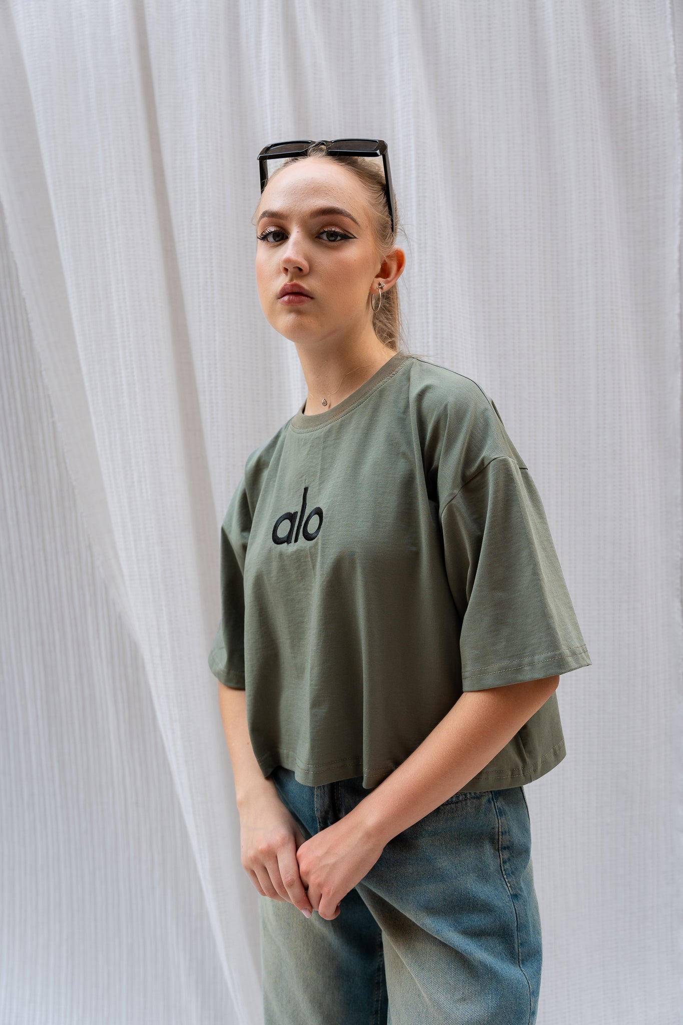 Stitched Logo "ALO" Oversized T-shirt
