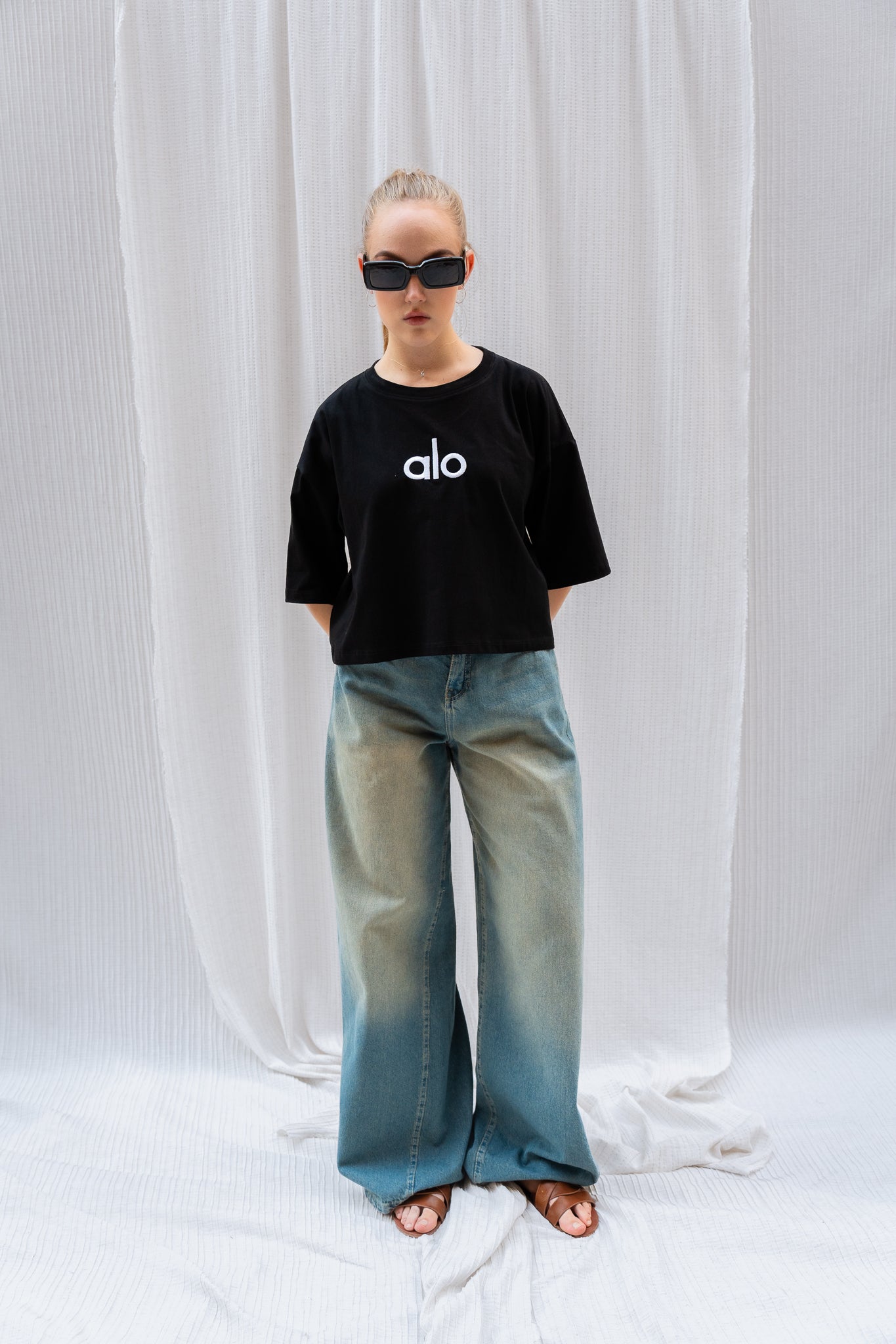 Stitched Logo "ALO" Oversized T-shirt