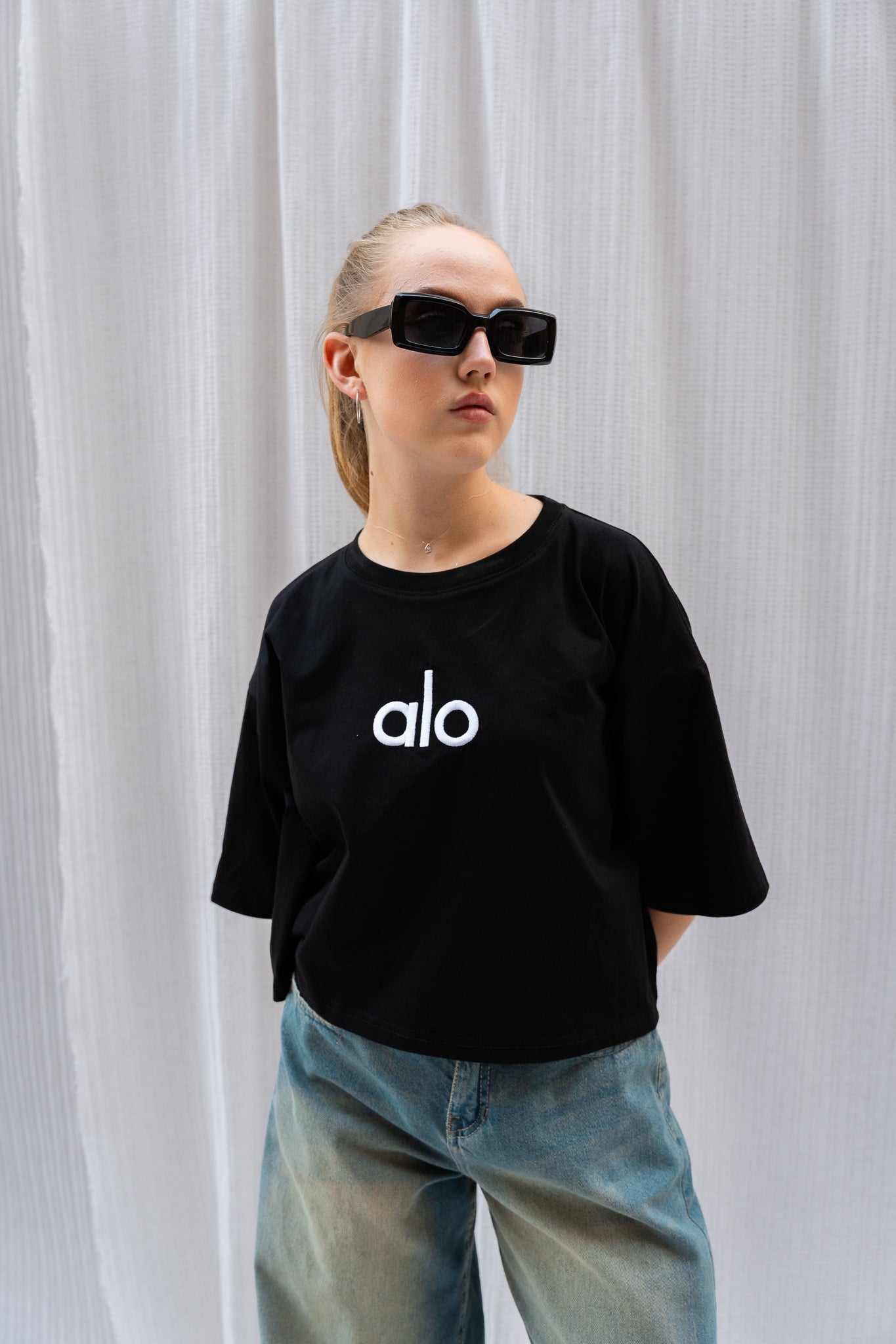 Stitched Logo "ALO" Oversized T-shirt