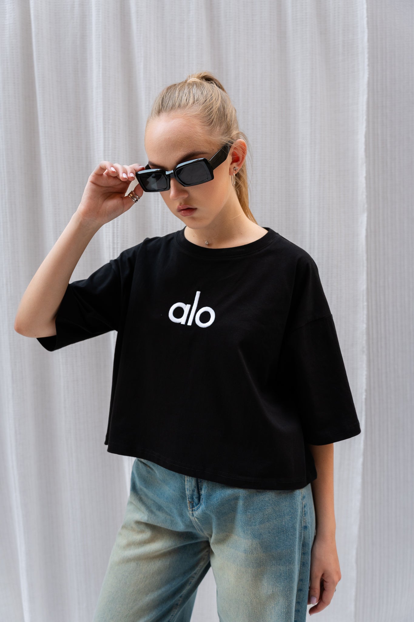 Stitched Logo "ALO" Oversized T-shirt