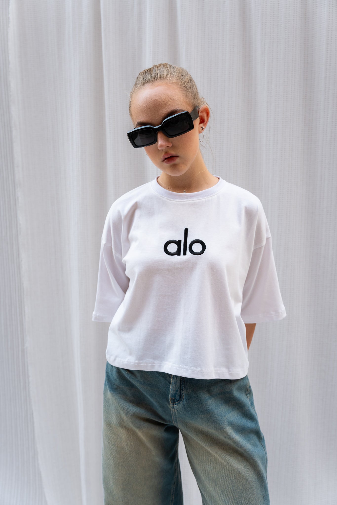 Stitched Logo "ALO" Oversized T-shirt