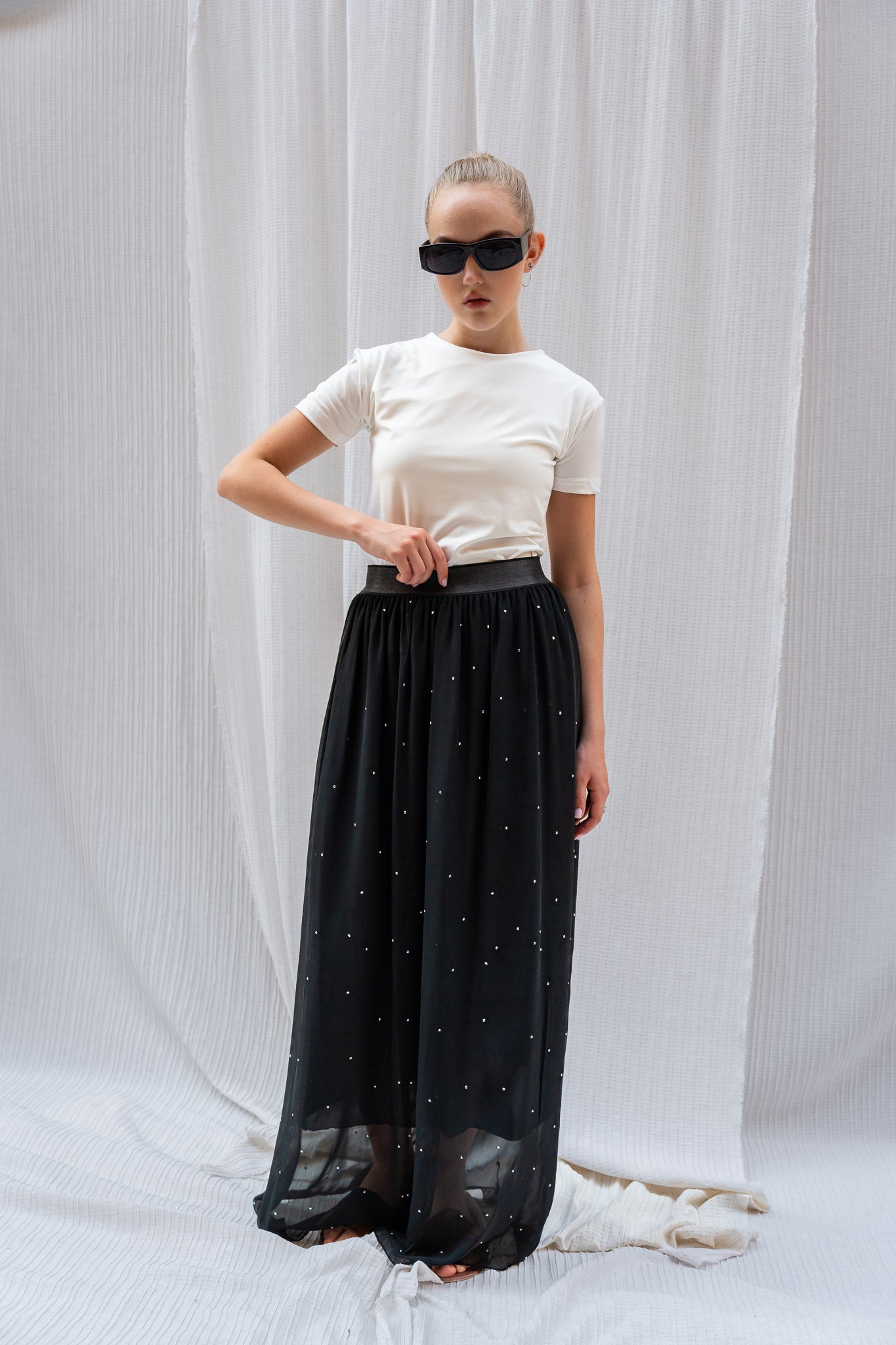 Rhinestone Midi Skirt - Sparkly, Elegant & Statement-Making