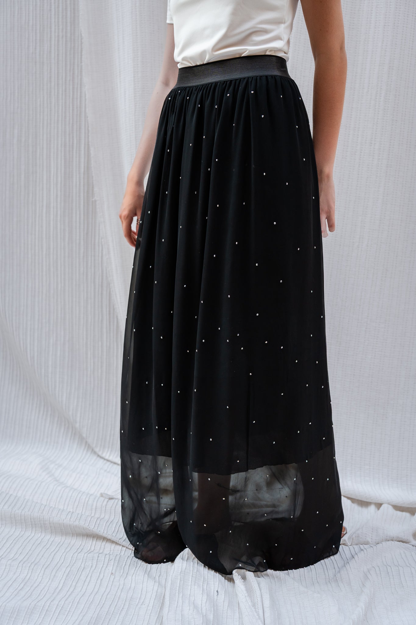 Rhinestone Midi Skirt - Sparkly, Elegant & Statement-Making