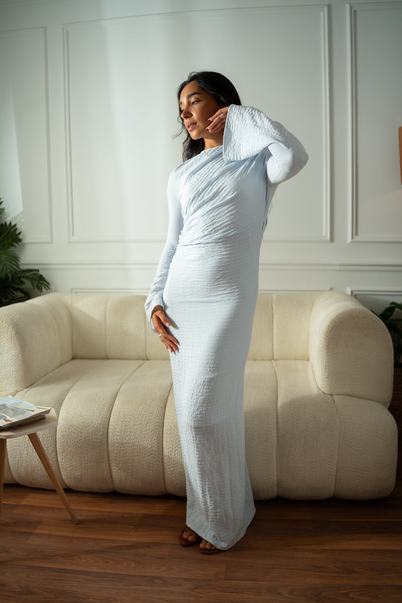 Maxi Dress with Side Crinkles - Elegant & Flattering Fit