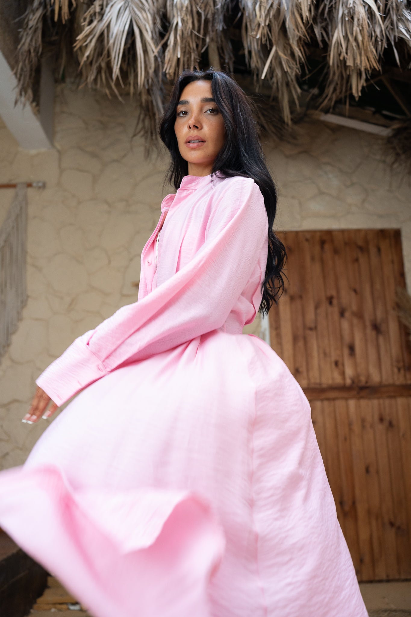 Pleated Long Dress Shirt - Elegant Flowing Statement Piece