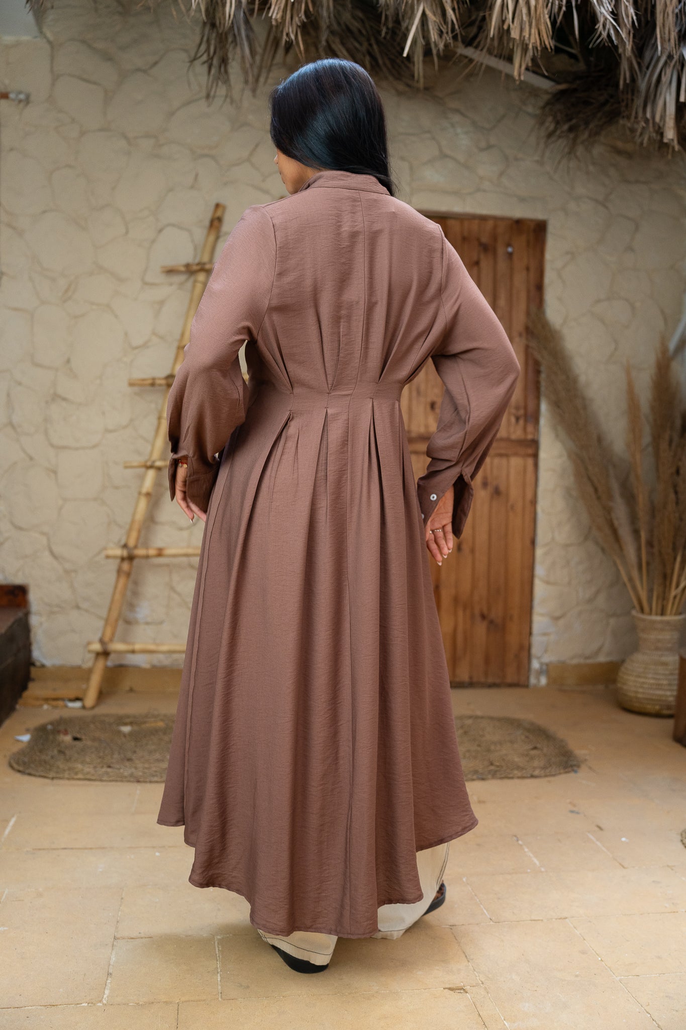 Pleated Long Dress Shirt - Elegant Flowing Statement Piece