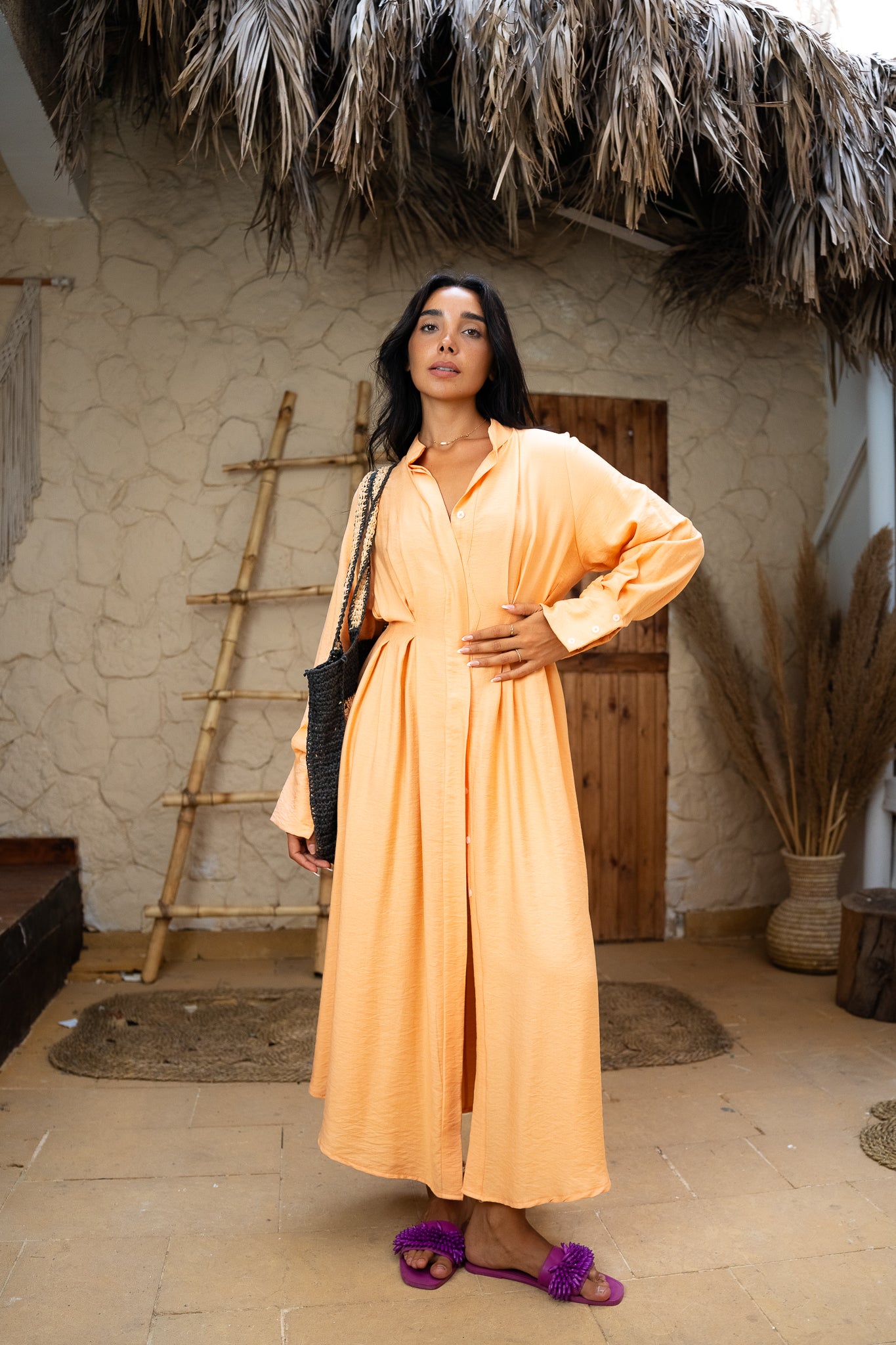 Pleated Long Dress Shirt - Elegant Flowing Statement Piece