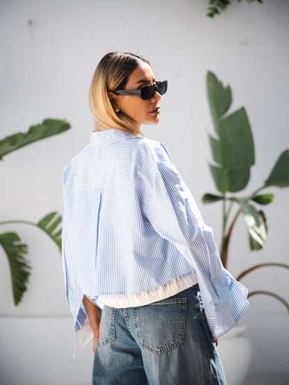 cropped boxy shirt with elastic details