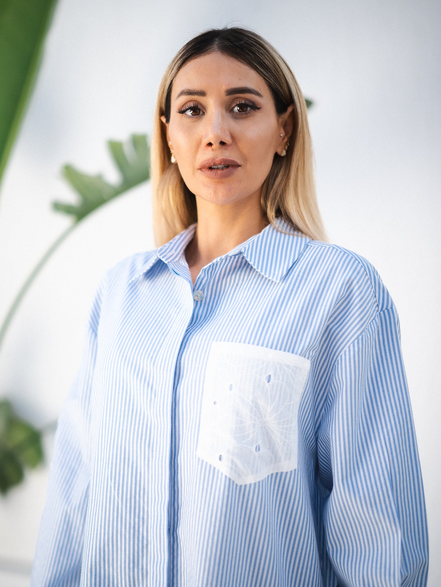 oversize stripe poplin shirt