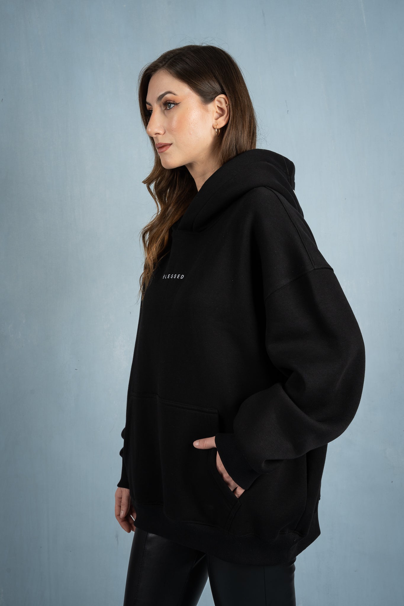 Oversize hoodie with embroidery details