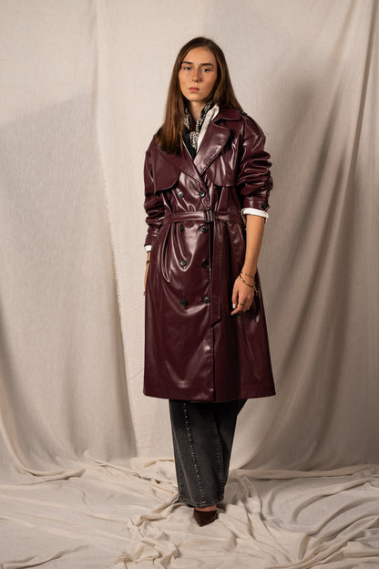 leather look trench coat