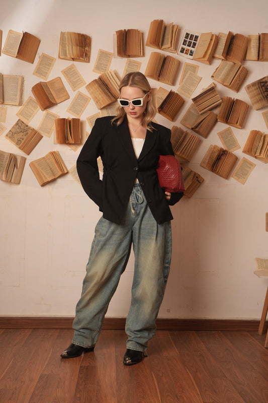 blazer with lace insert