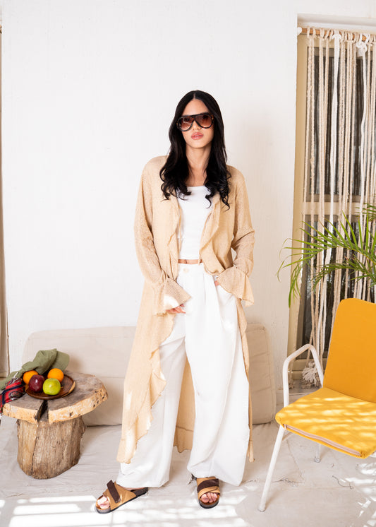 mesh long cardigan