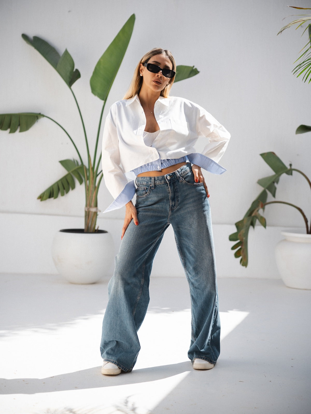 cropped boxy shirt with elastic details