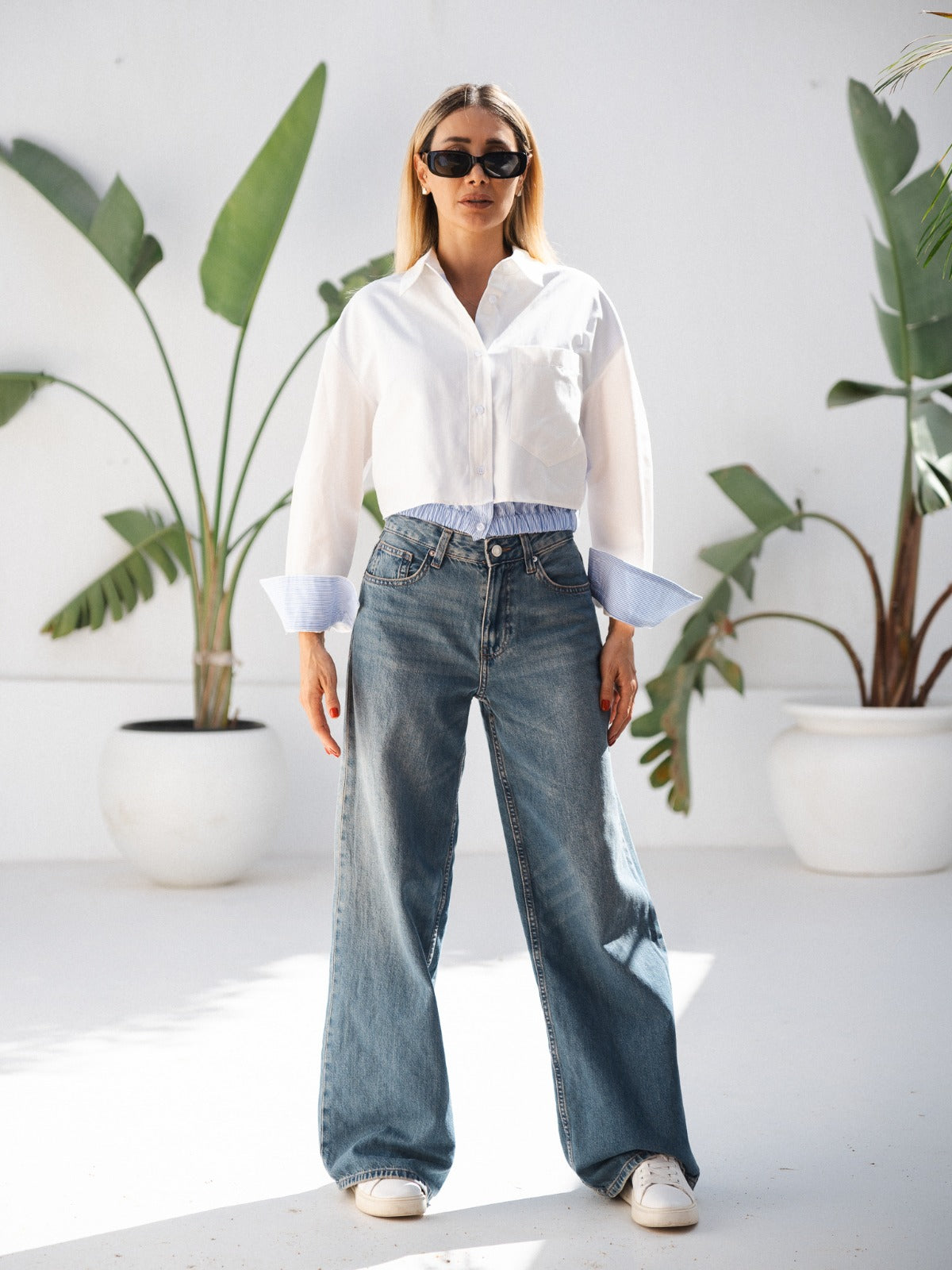 cropped boxy shirt with elastic details