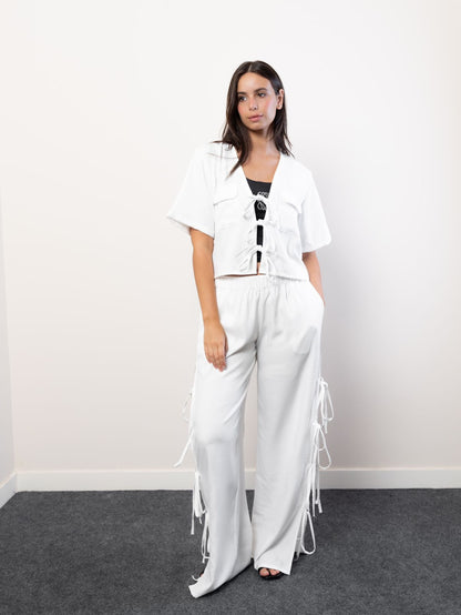 wide leg trousers with side bow’s