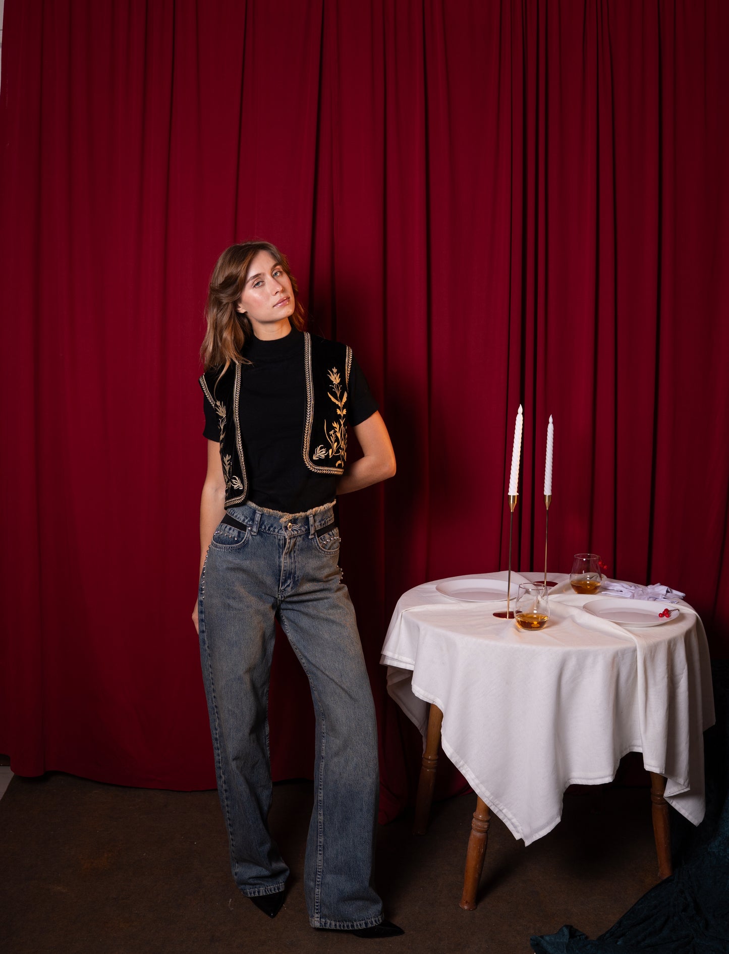 embriodery velvet waistcoat