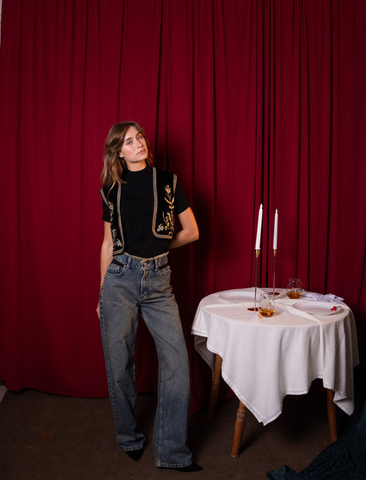 embriodery velvet waistcoat