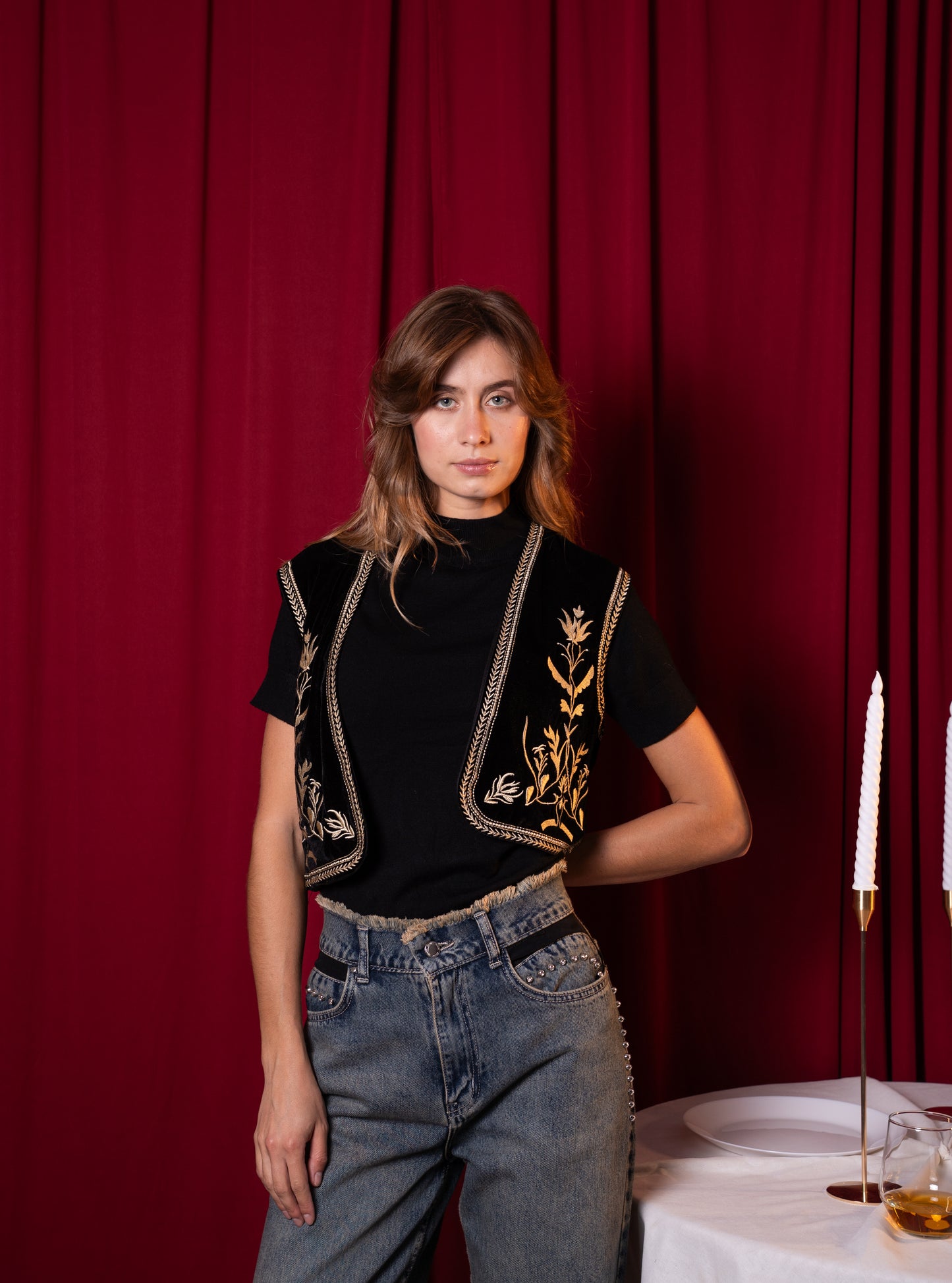 embriodery velvet waistcoat