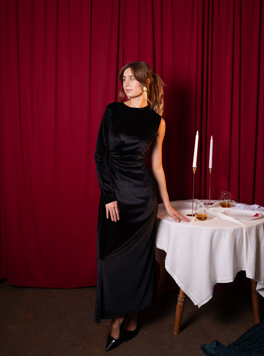 velvet dress with incert mesh