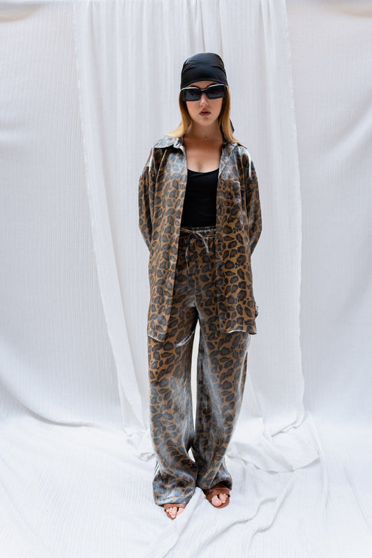 Leopard Print Trousers with Side Strap  -  Fierce & Stylish Bottoms