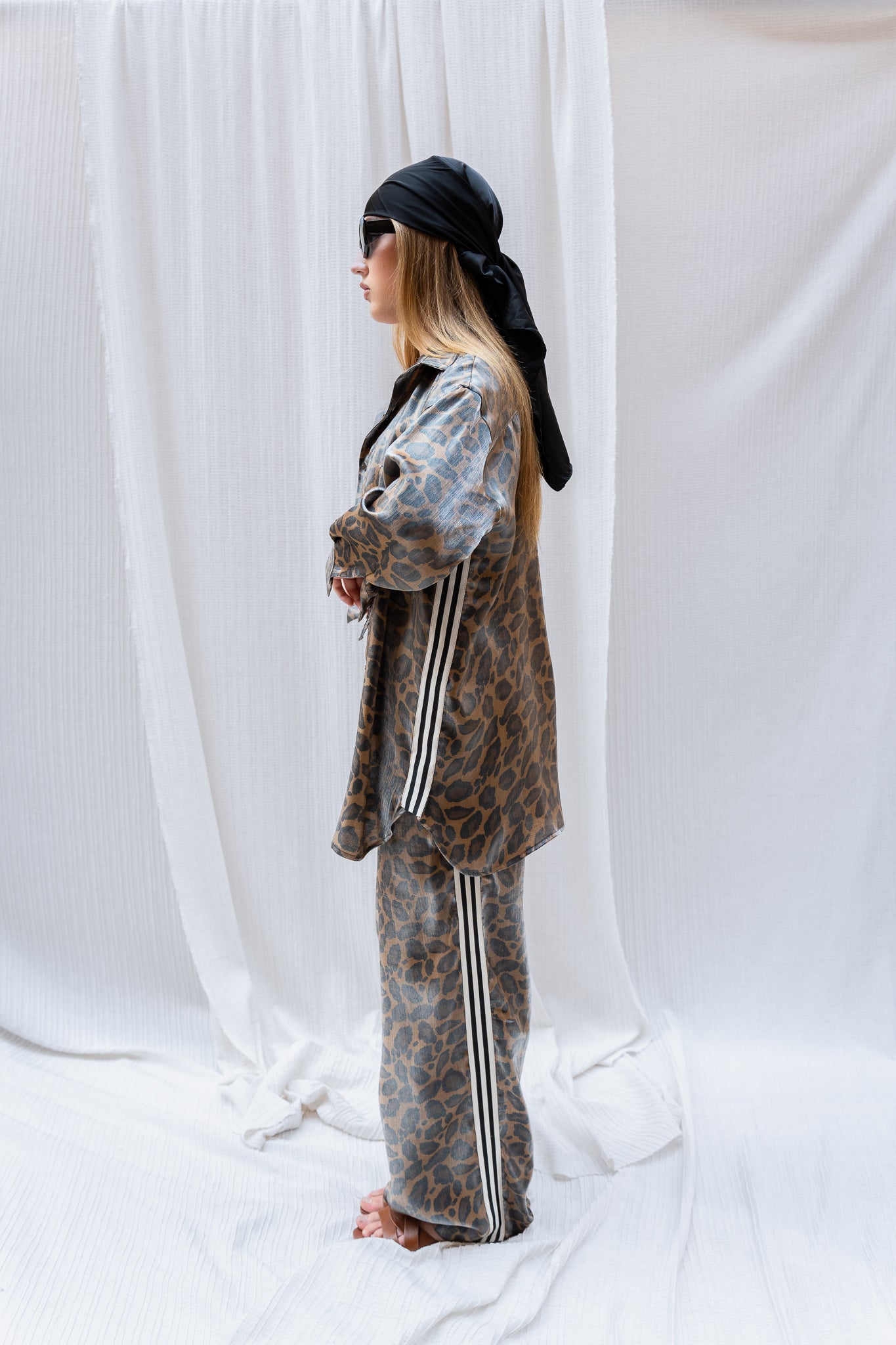 Leopard Print Shirt with Side Strap  -  Bold & Edgy Statement Piece