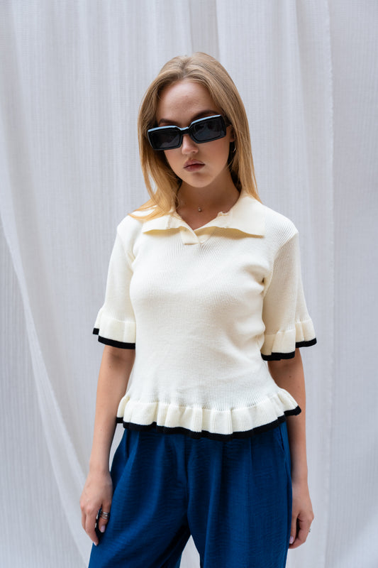Chic Knitted Half Sleeve Top  -  Lightweight & Stylish
