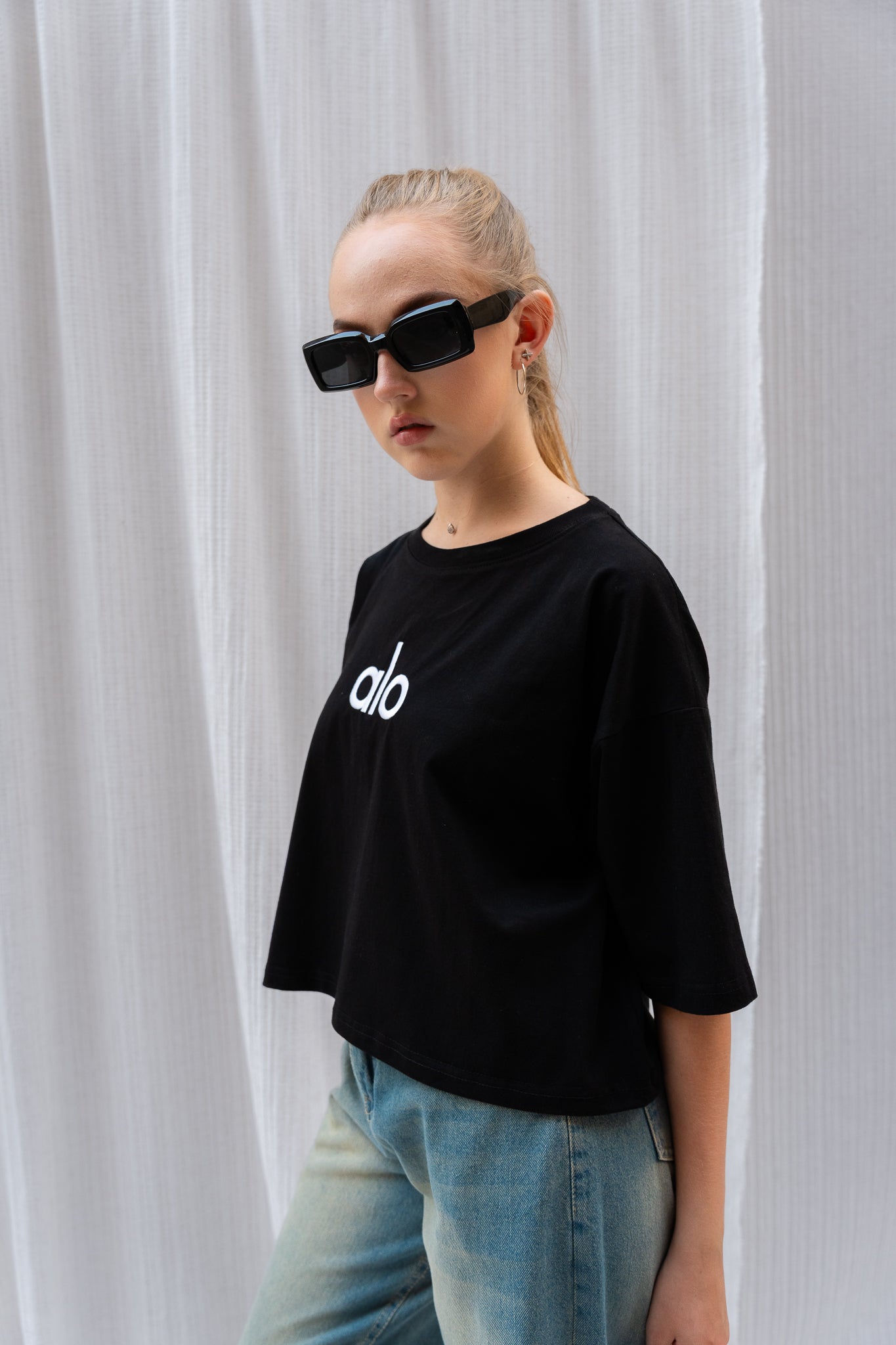 Stitched Logo "ALO" Oversized T-shirt