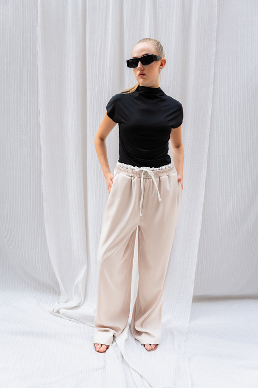 Boxer Trousers  -  Relaxed Fit with Double Waistband Detail