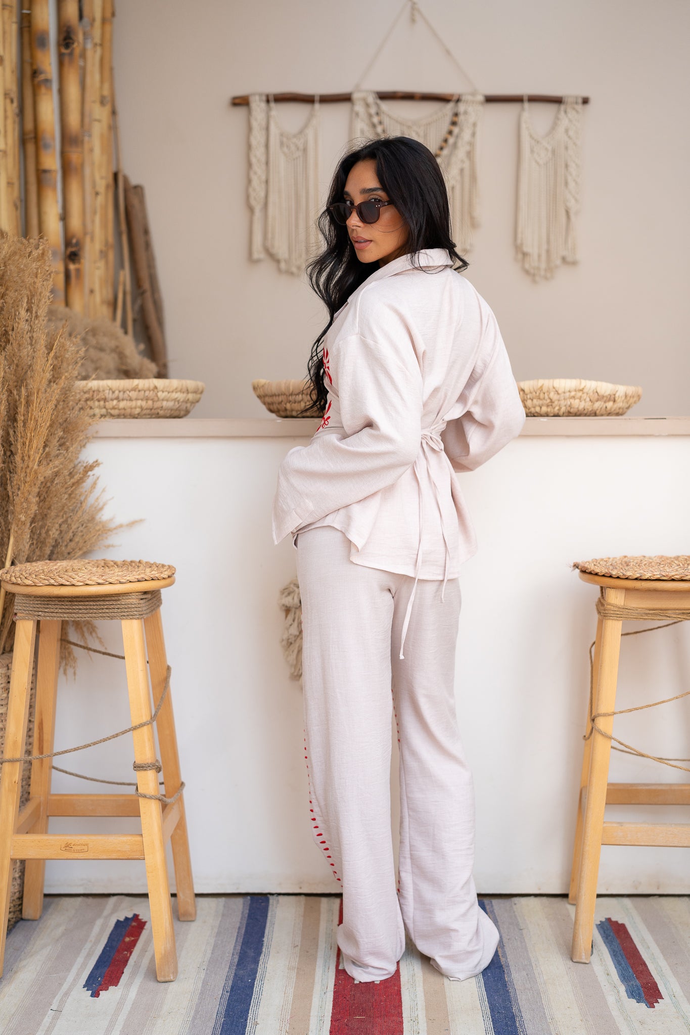 Embroidered Trousers  -  Tailored Fit with Artistic Detail