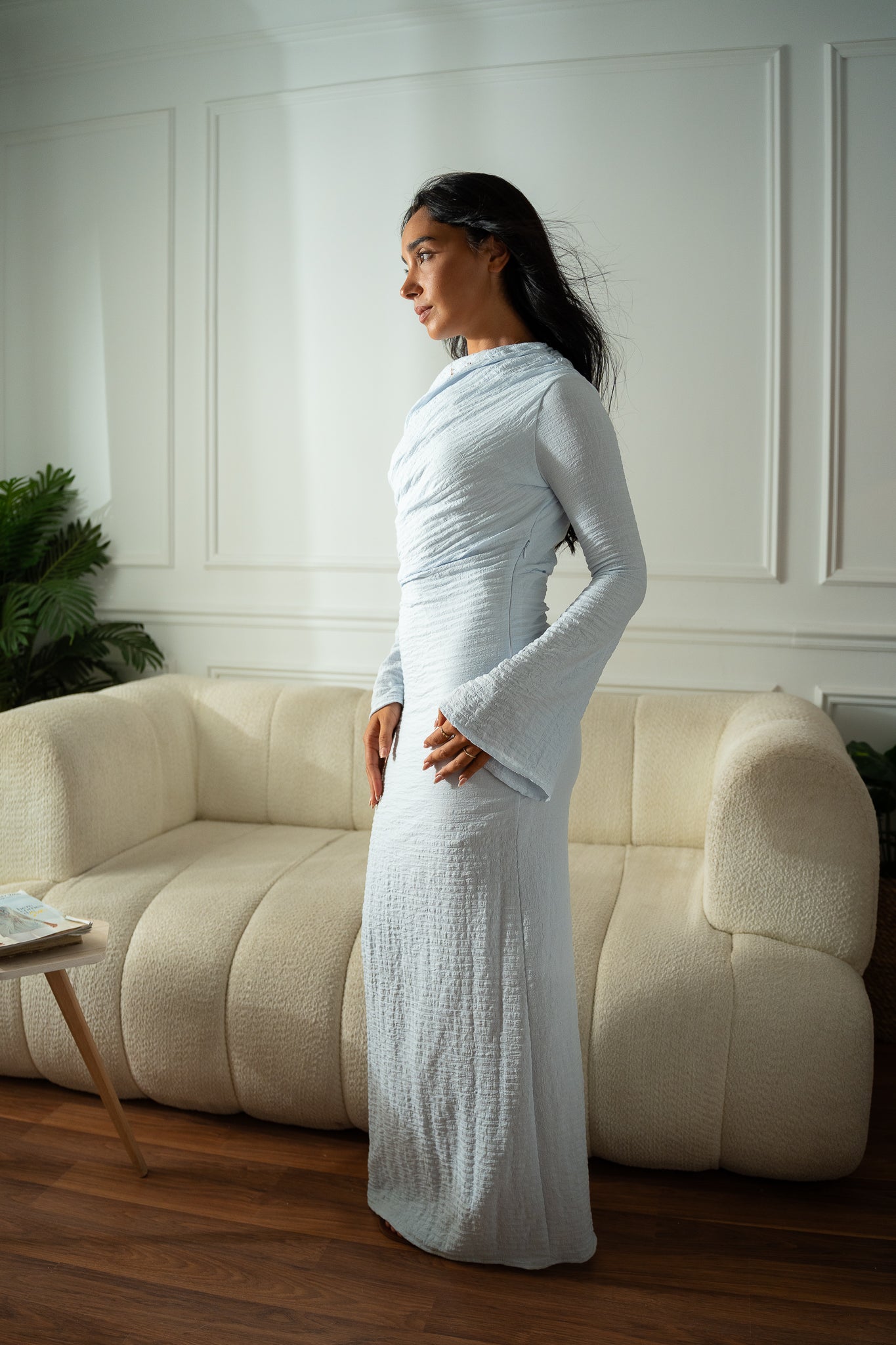 Maxi Dress with Side Crinkles  -  Elegant & Flattering Fit