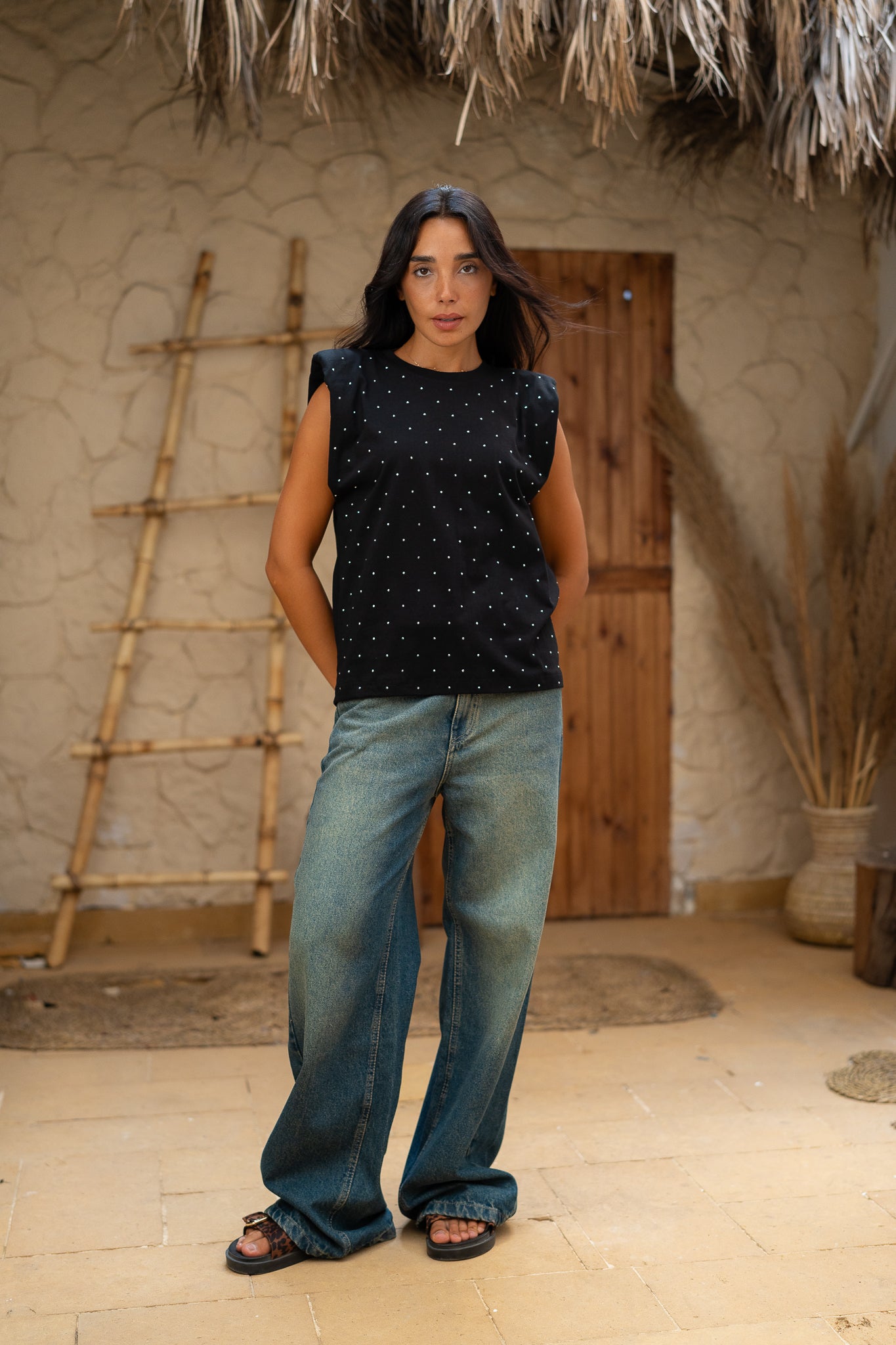 Rhinestone Padded Top  -  Sparkle & Support in Style