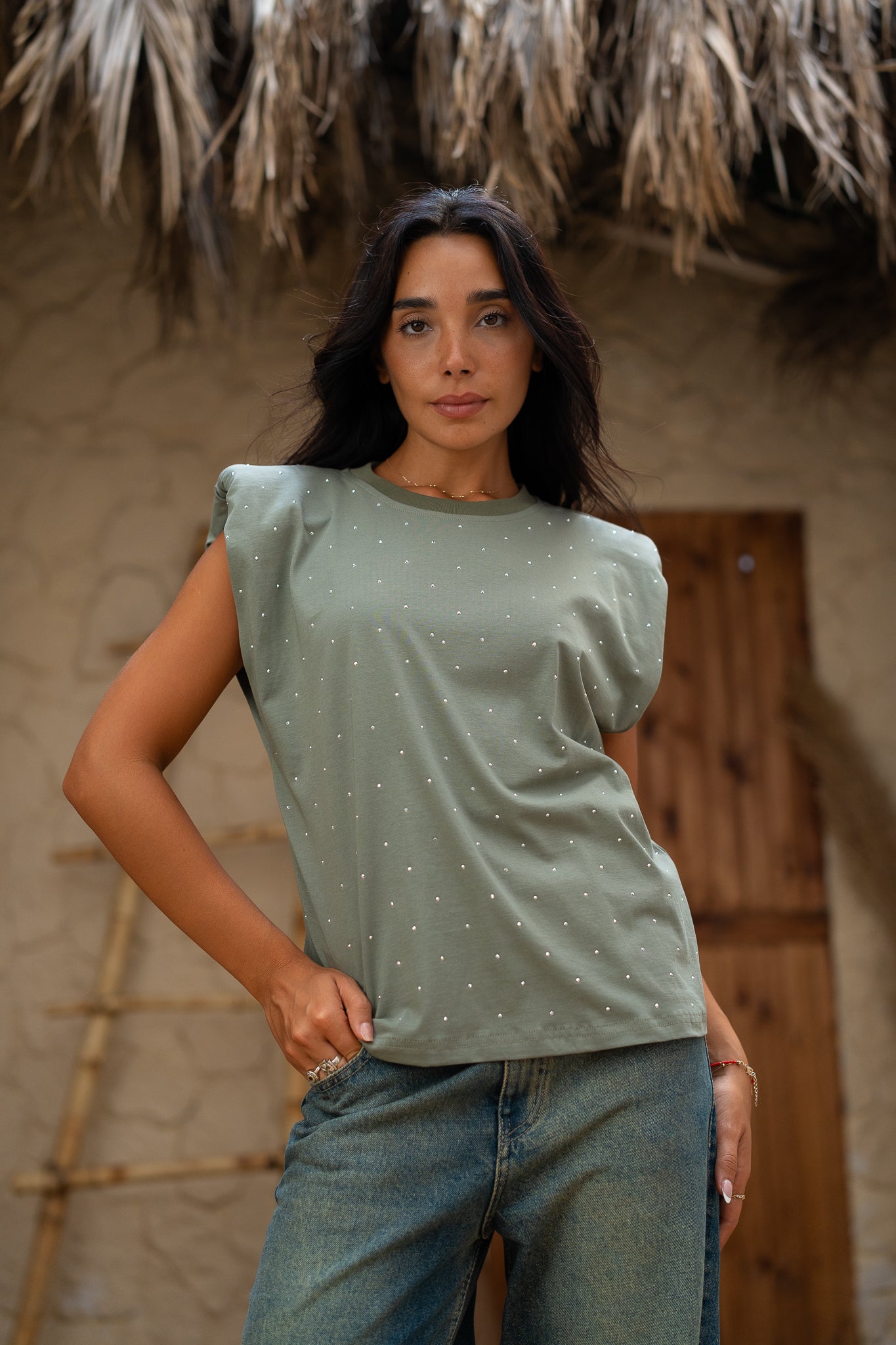 Rhinestone Padded Top  -  Sparkle & Support in Style