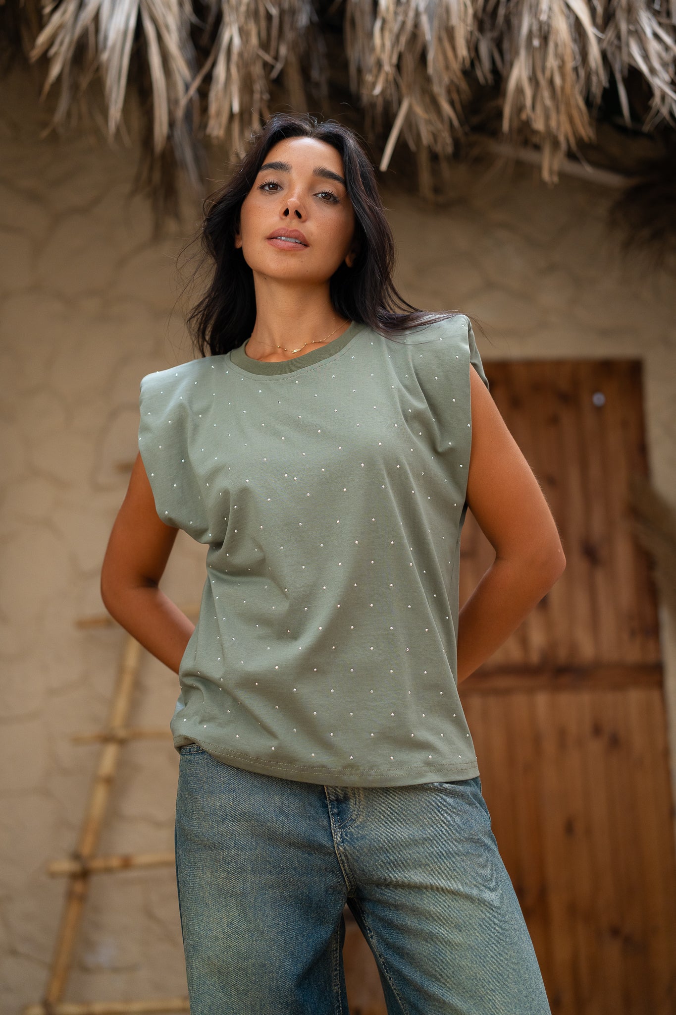 Rhinestone Padded Top  -  Sparkle & Support in Style
