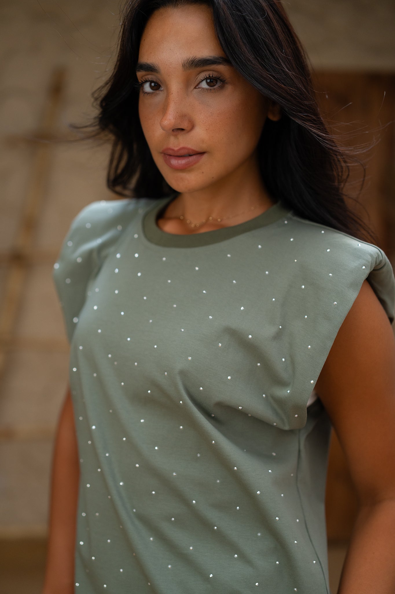 Rhinestone Padded Top  -  Sparkle & Support in Style